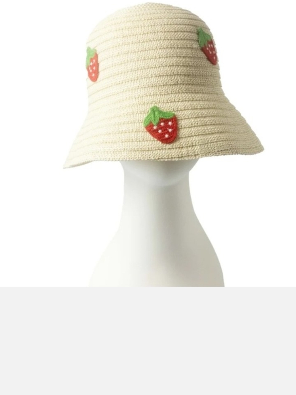Wonder Nation-Straw Crochet Bucket Hat with Strawberry 🍓 Appliqués-0S